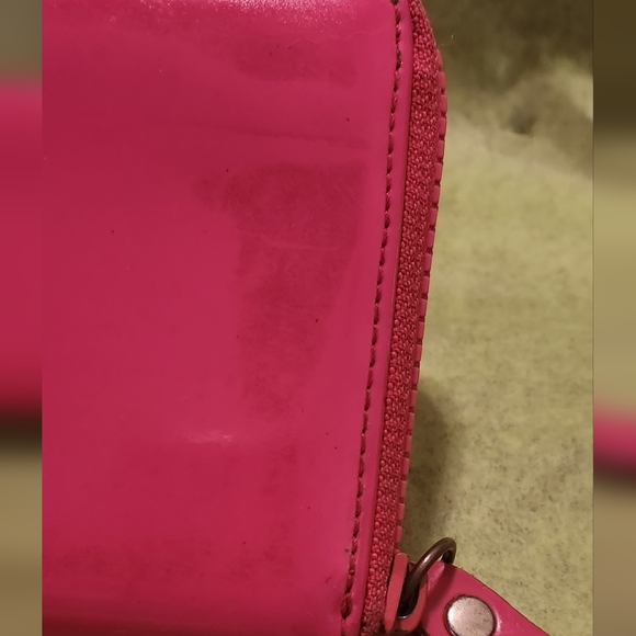 See By Chloe Patent Leather Long Zip Wallet Hot Pink 8" X 4.5" - Picture 15 of 15
